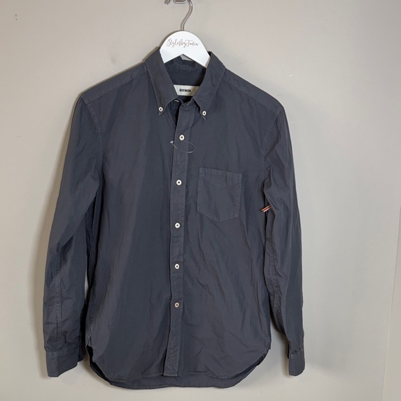 BUCK MASON Skyline Poplin Cotton Button Down Shirt Dark Grey Sz S NEW - Picture 5 of 15